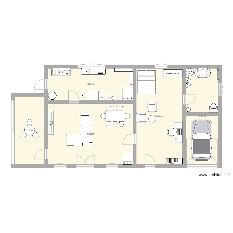 home  1. Plan de 5 pièces et 105 m2