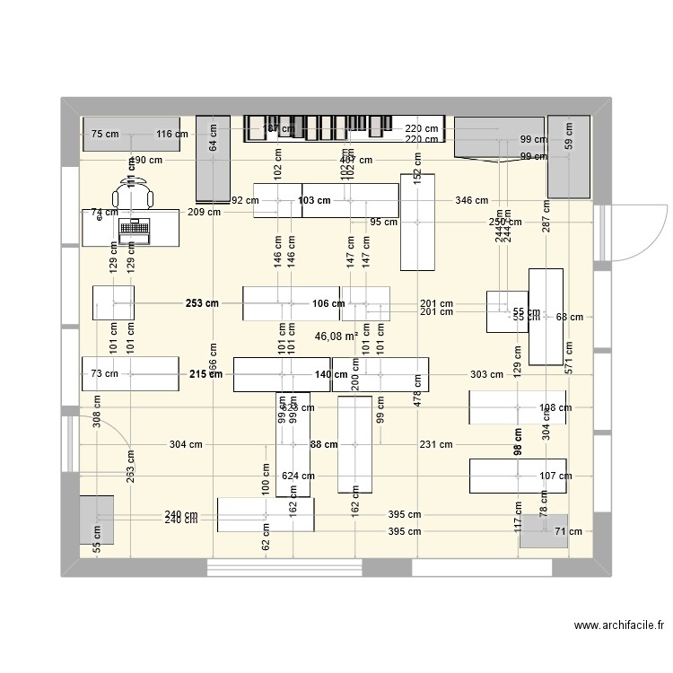 classe 8 A. Plan de 1 pièce et 46 m2