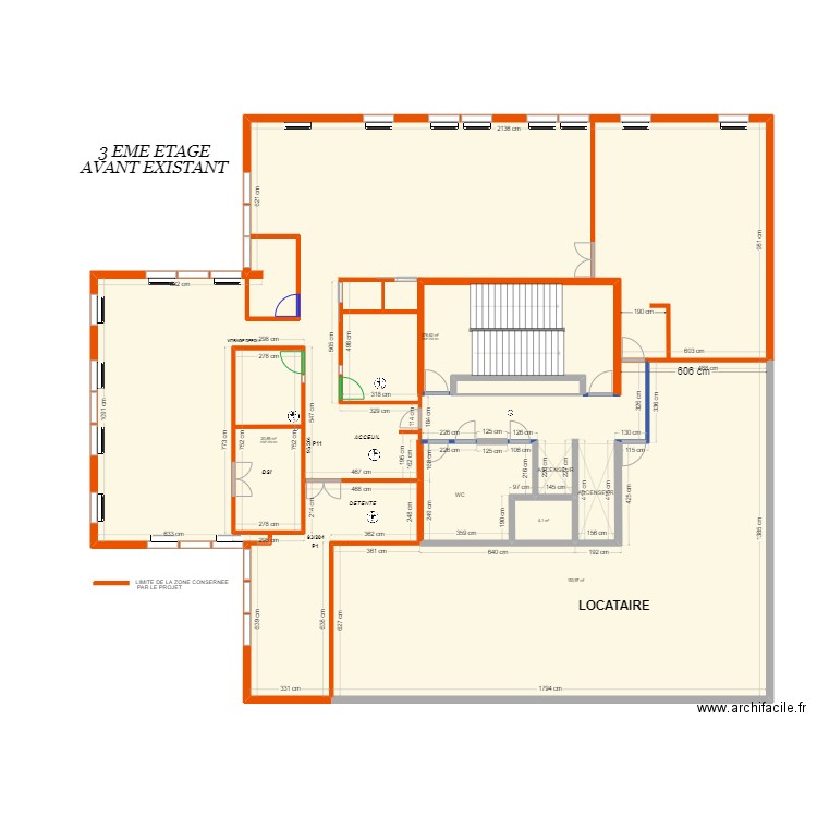 PLAN AVANT TRAVAUX. Plan de 5 pièces et 567 m2