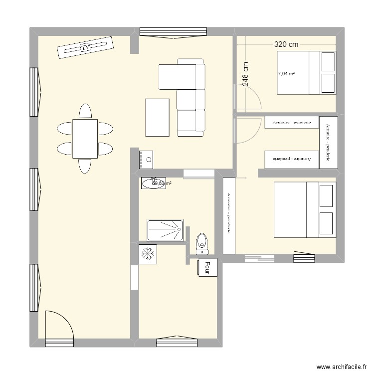 maison gareoult MODIFIABLE. Plan de 2 pièces et 78 m2