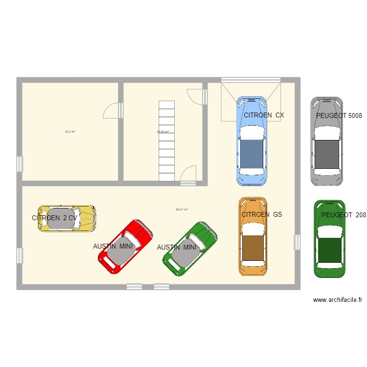 SOUS-SOL. Plan de 3 pièces et 142 m2