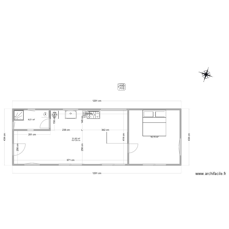 TEST02. Plan de 3 pièces et 52 m2