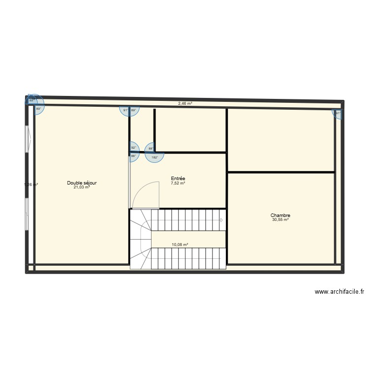 appart 2 ebauche. Plan de 6 pièces et 73 m2