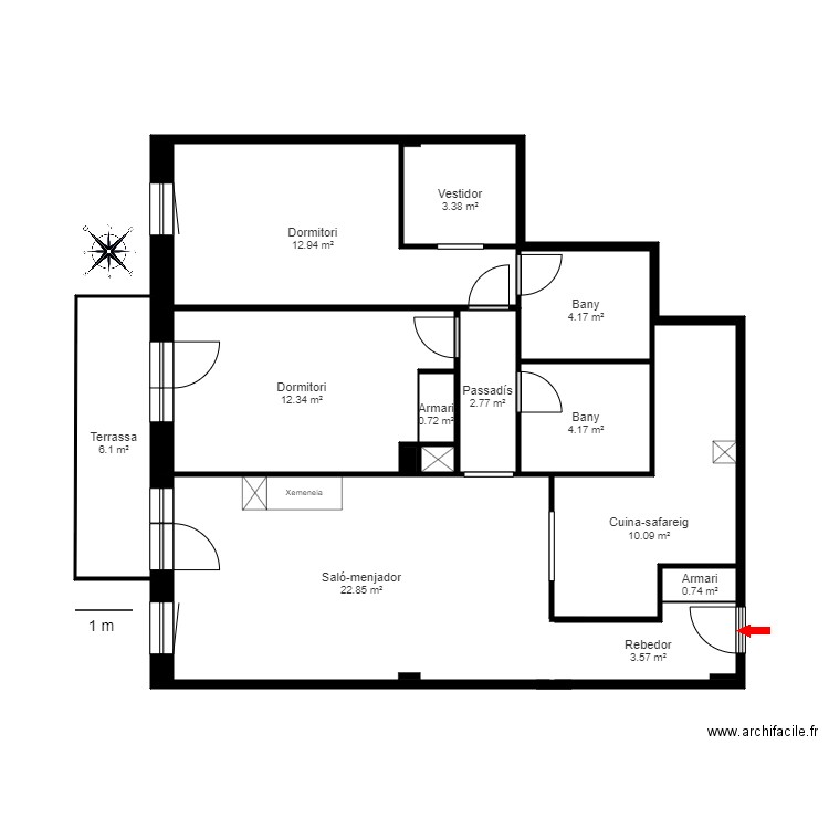 ed. les terres bloc a 2-11. arinsal. Plan de 14 pièces et 84 m2