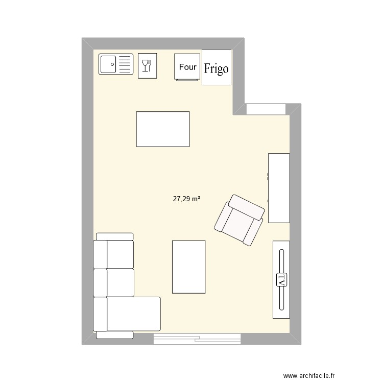 salon bellechasse. Plan de 1 pièce et 27 m2