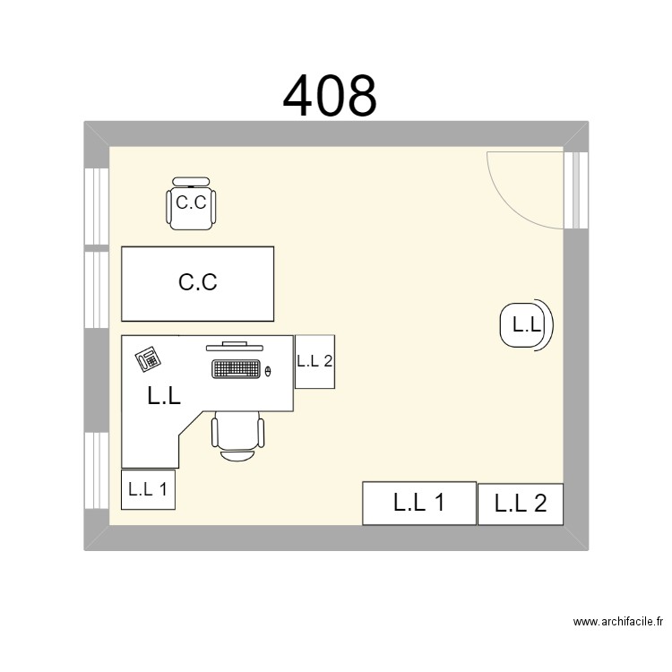 Bureau R 408 - L.LEDEAUT. Plan de 1 pièce et 19 m2