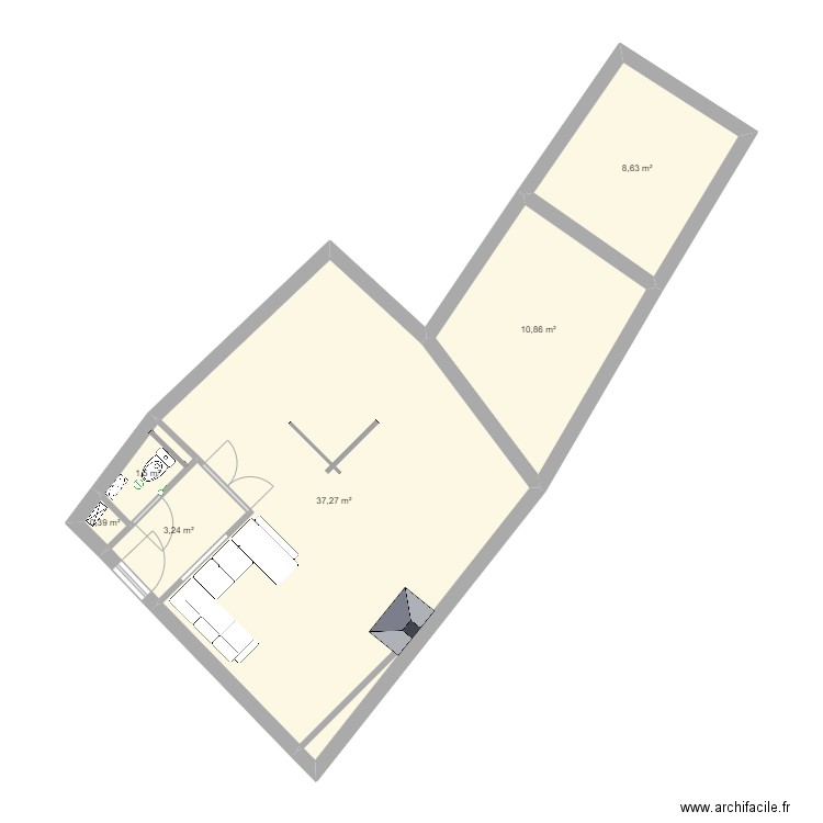 RDC Maison Halluin Aménagé. Plan de 6 pièces et 62 m2