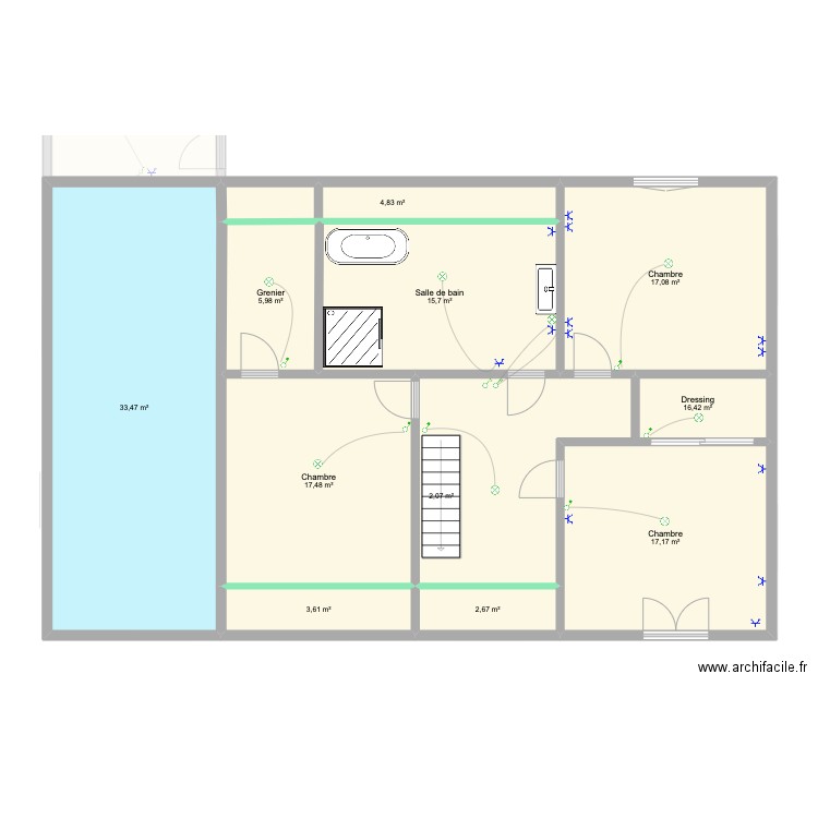 Maison HLR Elec. Plan de 24 pièces et 394 m2