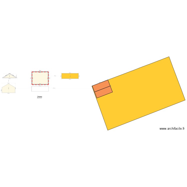 garrage3. Plan de 1 pièce et 57 m2