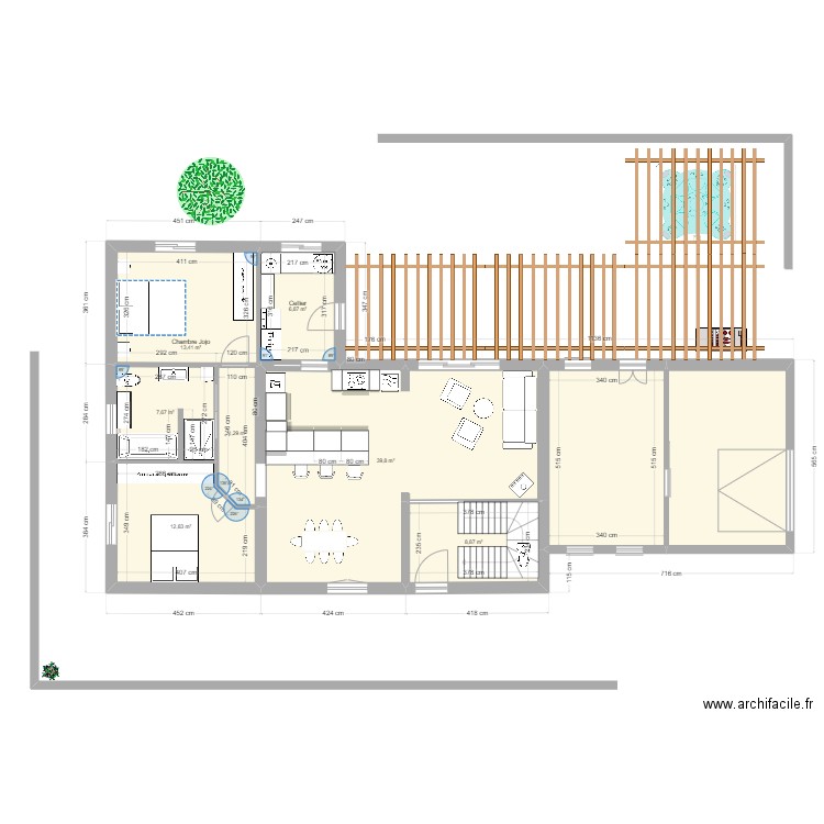 Troisgots 1 extention. Plan de 19 pièces et 233 m2