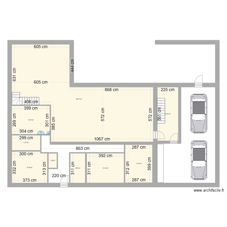 MAISON 1. Plan de 13 pièces et 384 m2