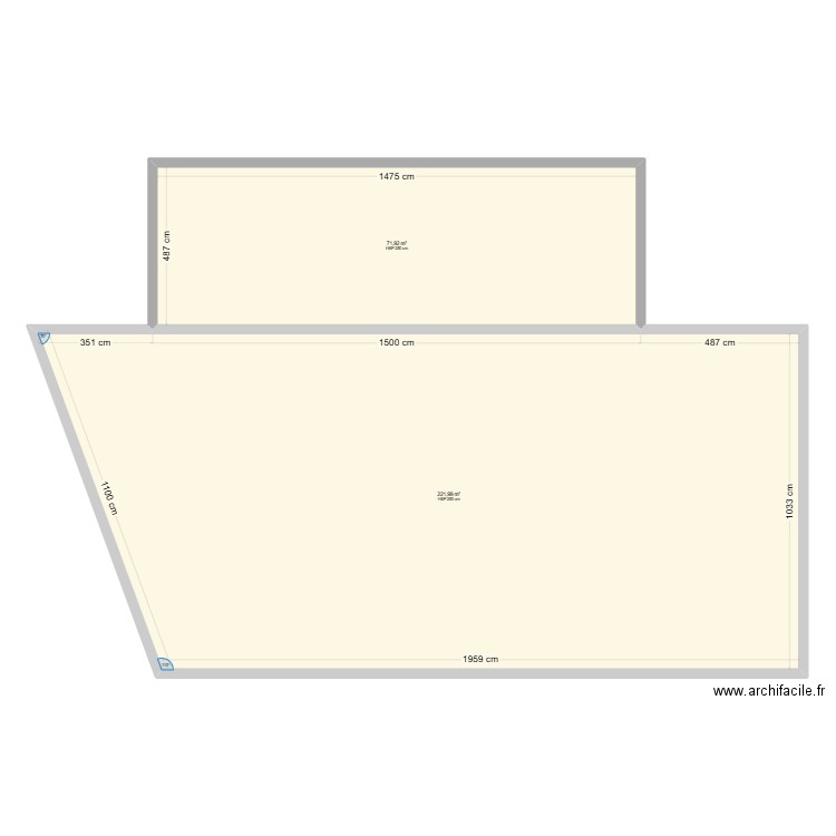 Siège société. Plan de 2 pièces et 294 m2