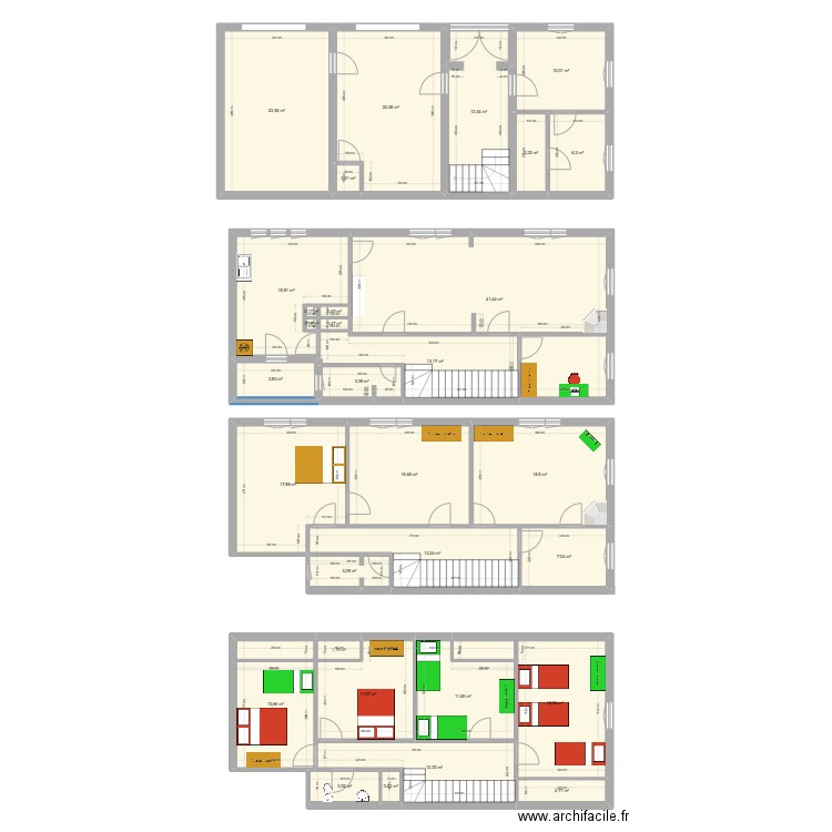 Tertre Bée. Plan de 31 pièces et 311 m2