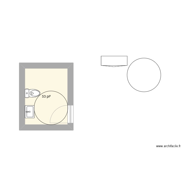 Bâtiment salle de bain. Plan de 1 pièce et 5 m2