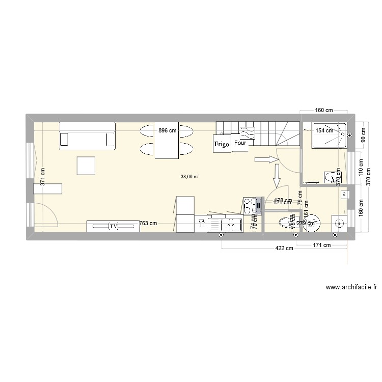 PLAN CEDRIC V2. Plan de 1 pièce et 39 m2