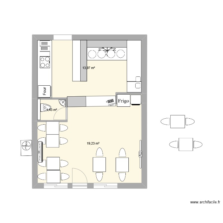 la casa 7. Plan de 3 pièces et 35 m2
