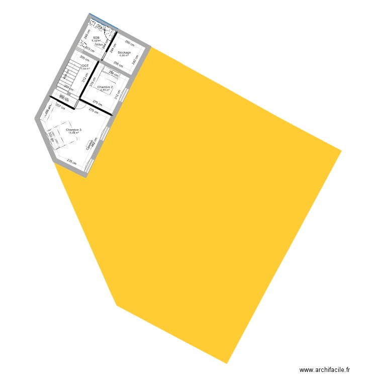 Danibale R+1. Plan de 5 pièces et 47 m2