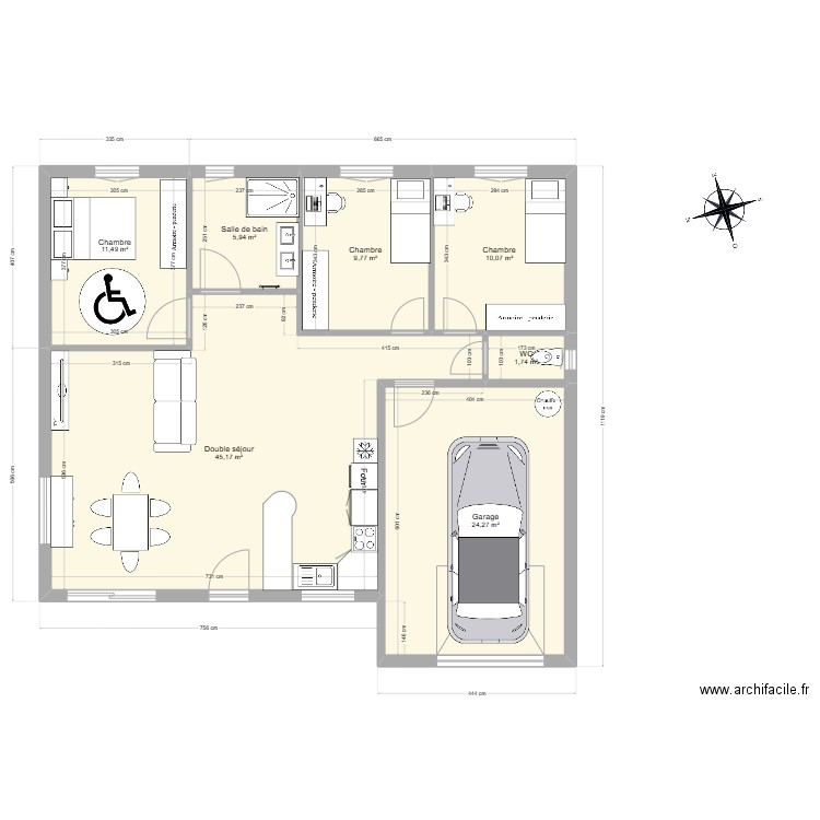 Maison carrée le bon. Plan de 7 pièces et 108 m2