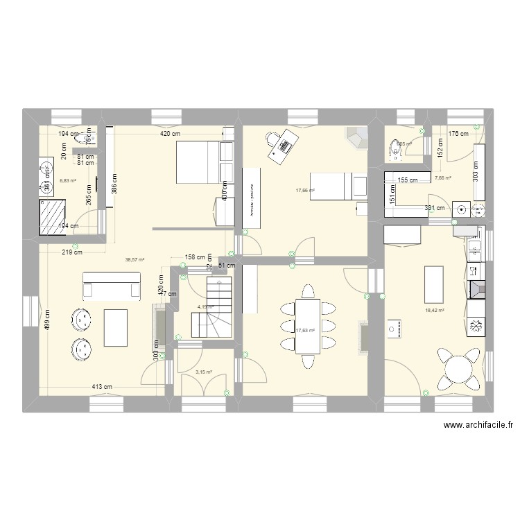 Poiseul Phase 2. Plan de 18 pièces et 300 m2