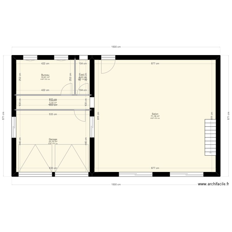 reno grange 3D. Plan de 5 pièces et 113 m2