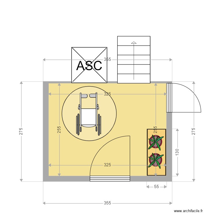 chambre. Plan de 1 pièce et 12 m2