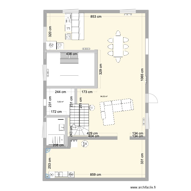 maison. Plan de 2 pièces et 100 m2