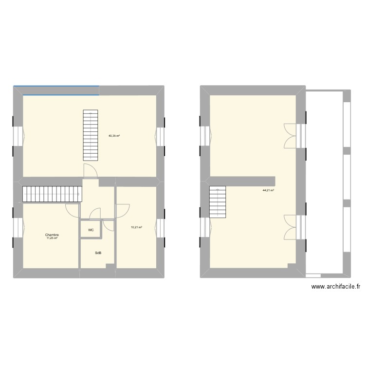 travaux-v1. Plan de 6 pièces et 111 m2