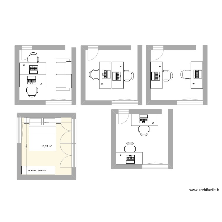 bandol. Plan de 1 pièce et 10 m2