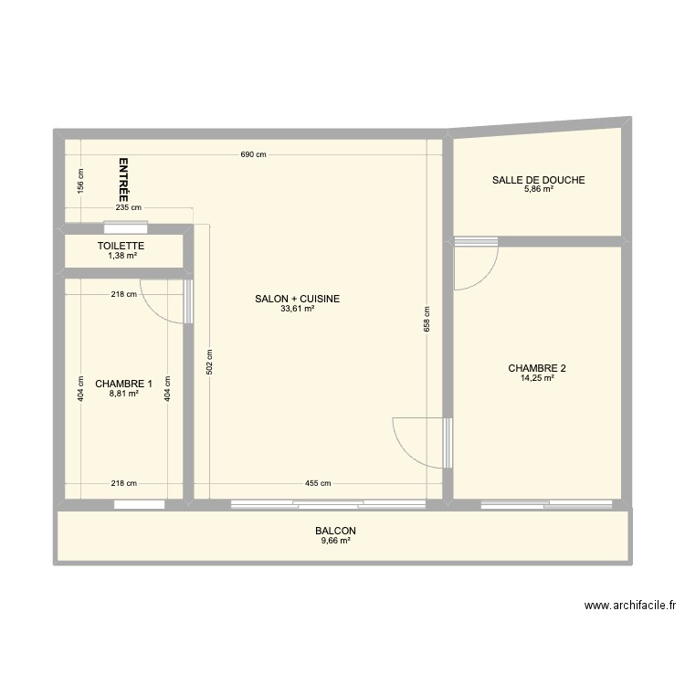 scheffer. Plan de 6 pièces et 74 m2