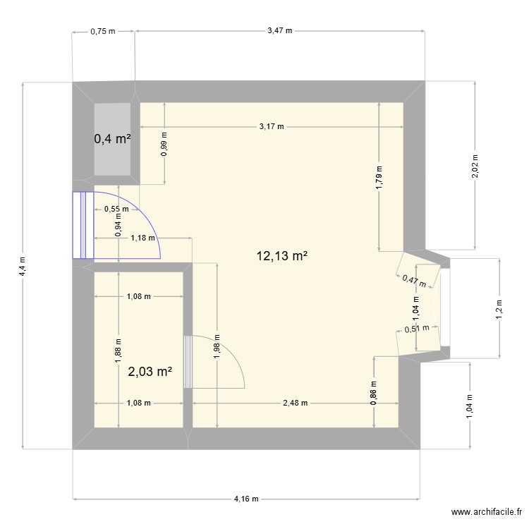 appart sauvegarde. Plan de 3 pièces et 15 m2