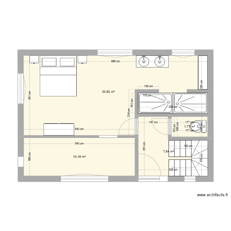 Fours à Chaux REZ. Plan de 4 pièces et 51 m2