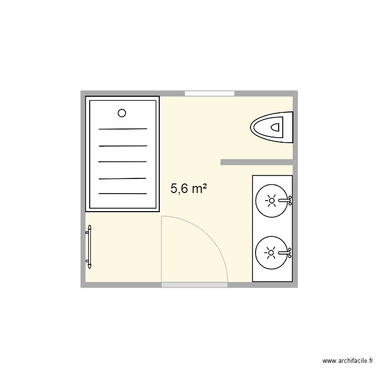 salle de bain. Plan de 1 pièce et 6 m2