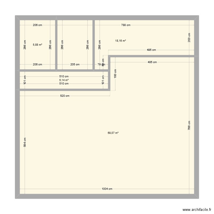 rdc. Plan de 4 pièces et 98 m2