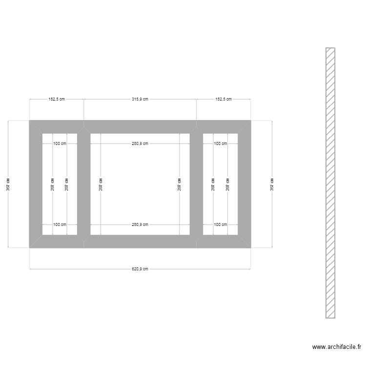 degazeur. Plan de 3 pièces et 14 m2