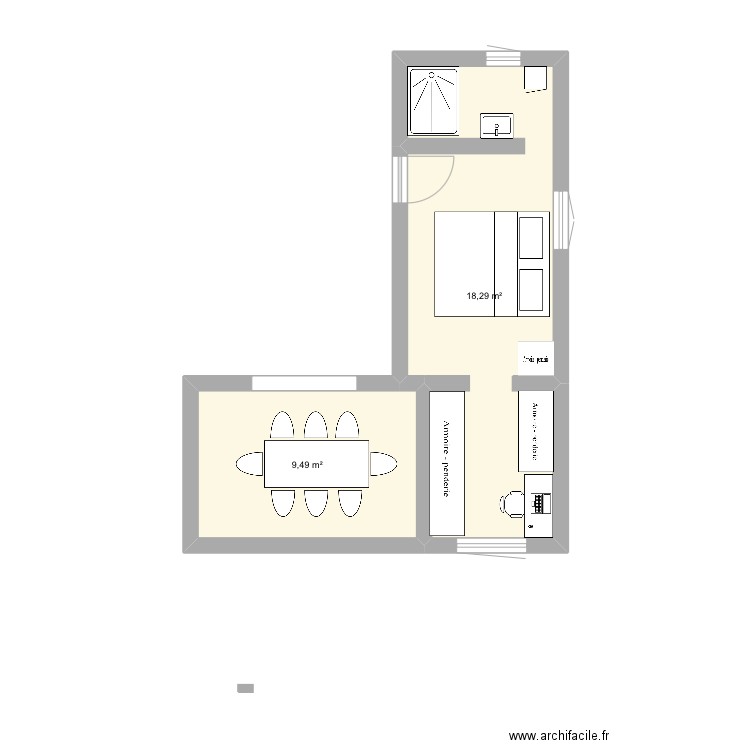 Agrandissement 1. Plan de 2 pièces et 28 m2