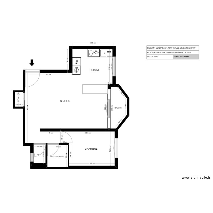 10 FAIDHERBE. Plan de 5 pièces et 16 m2