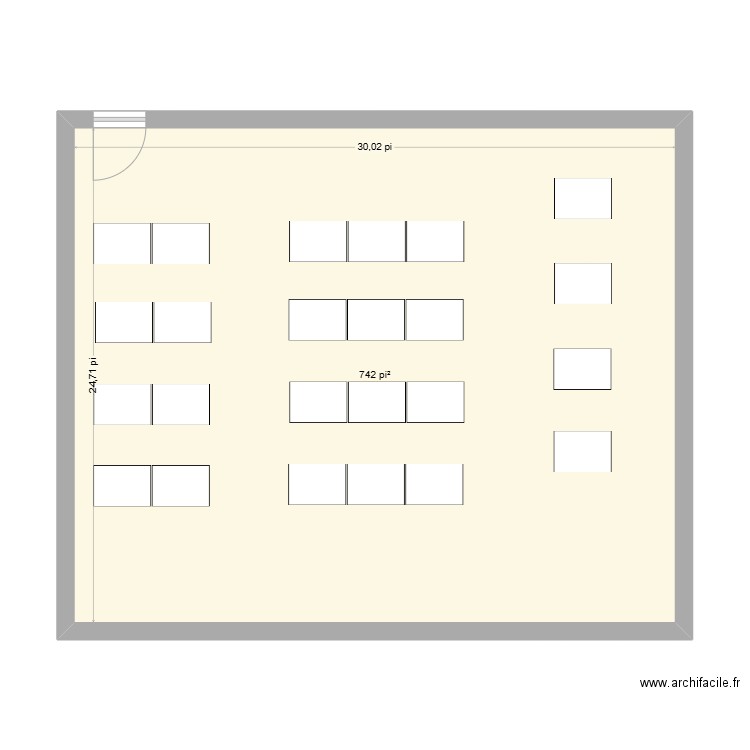 Classe. Plan de 1 pièce et 69 m2