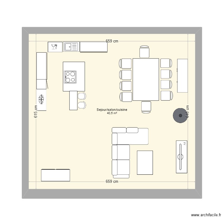 maison. Plan de 1 pièce et 41 m2