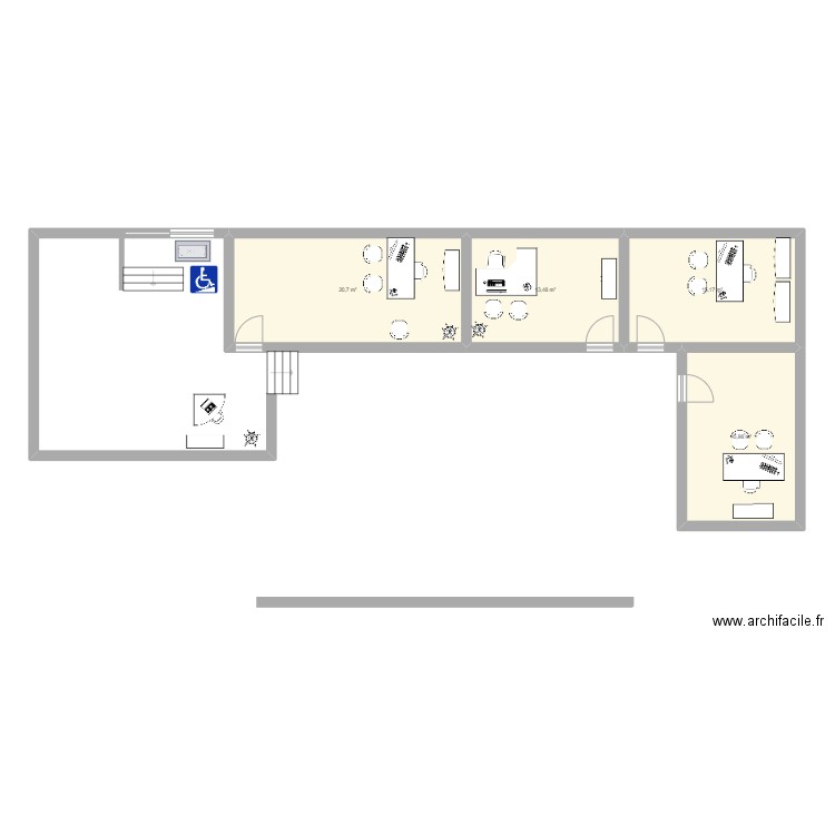 Crédit Mutuel. Plan de 4 pièces et 65 m2