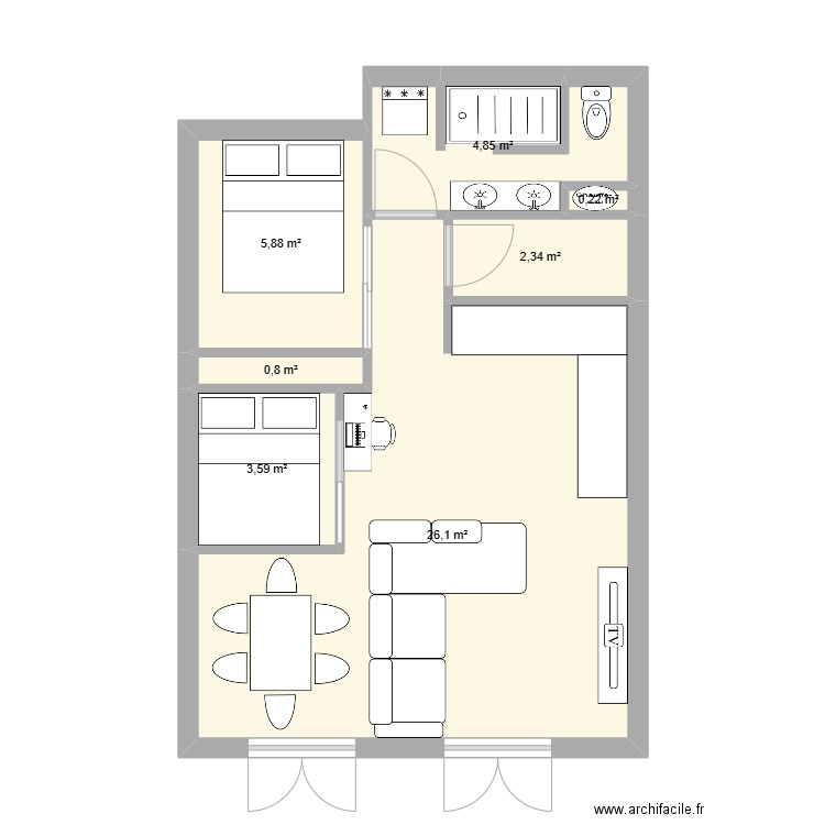 THEOULE. Plan de 7 pièces et 44 m2