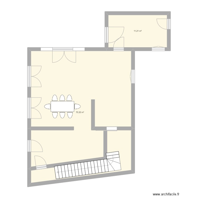 cuisine 5. Plan de 2 pièces et 82 m2