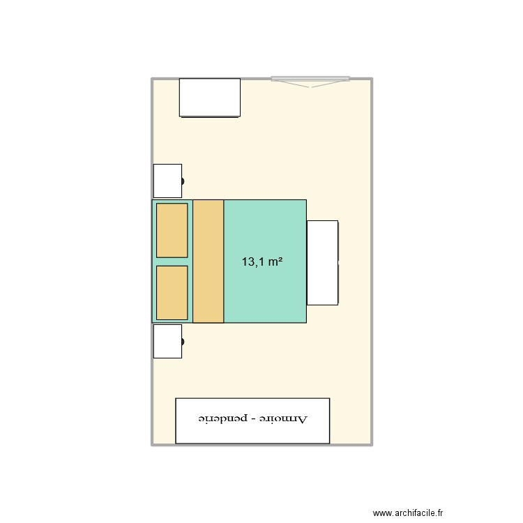 Chambre. Plan de 1 pièce et 13 m2