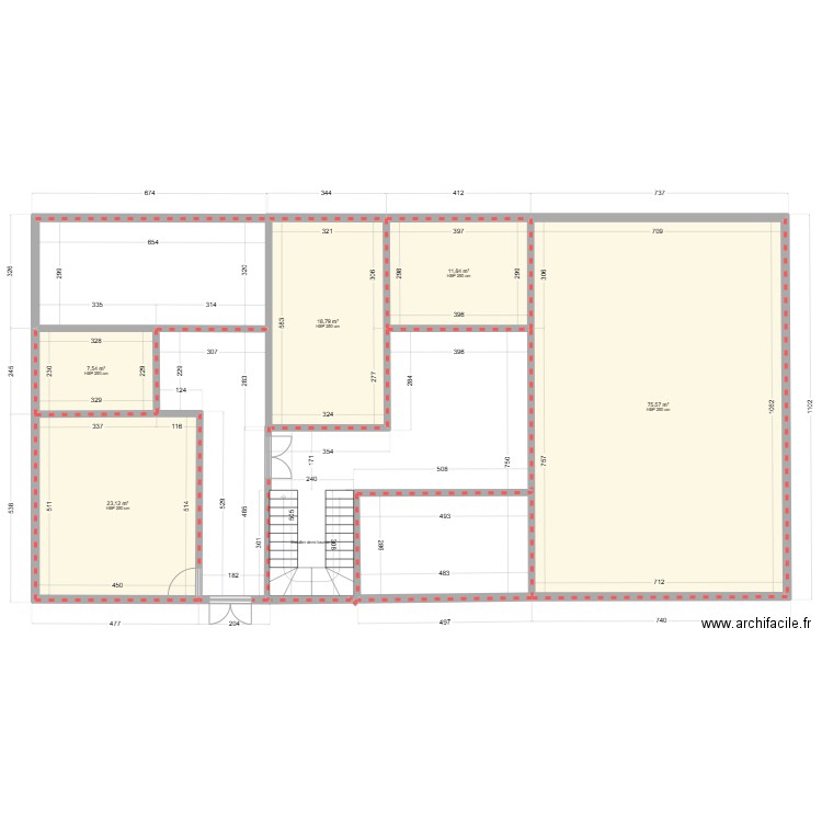 fdg. Plan de 5 pièces et 137 m2