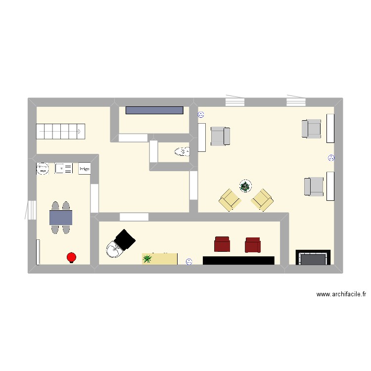 plan salon etage . Plan de 5 pièces et 40 m2