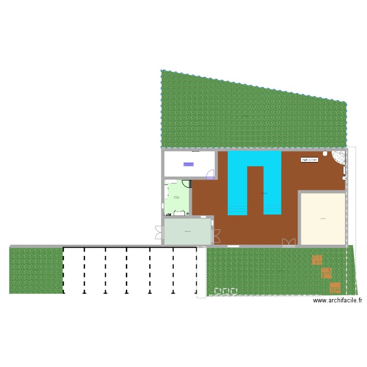 hydrothérapie interieur. Plan de 5 pièces et 196 m2