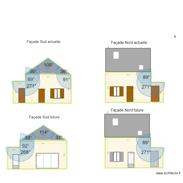 Plan de facade maison. Plan de 6 pièces et 119 m2