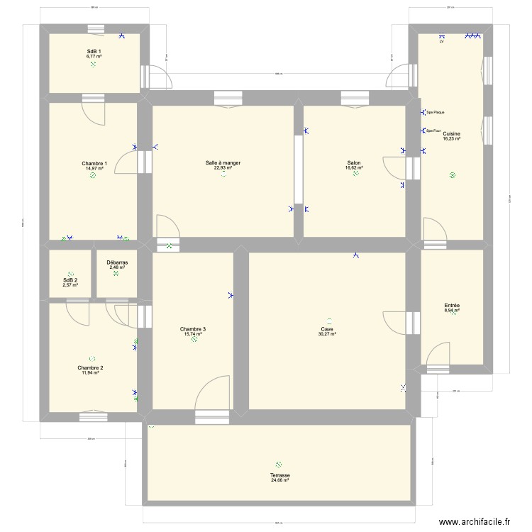 Contins. Plan de 12 pièces et 174 m2