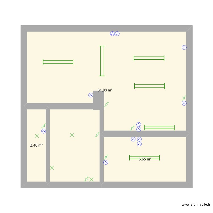 garage. Plan de 3 pièces et 40 m2