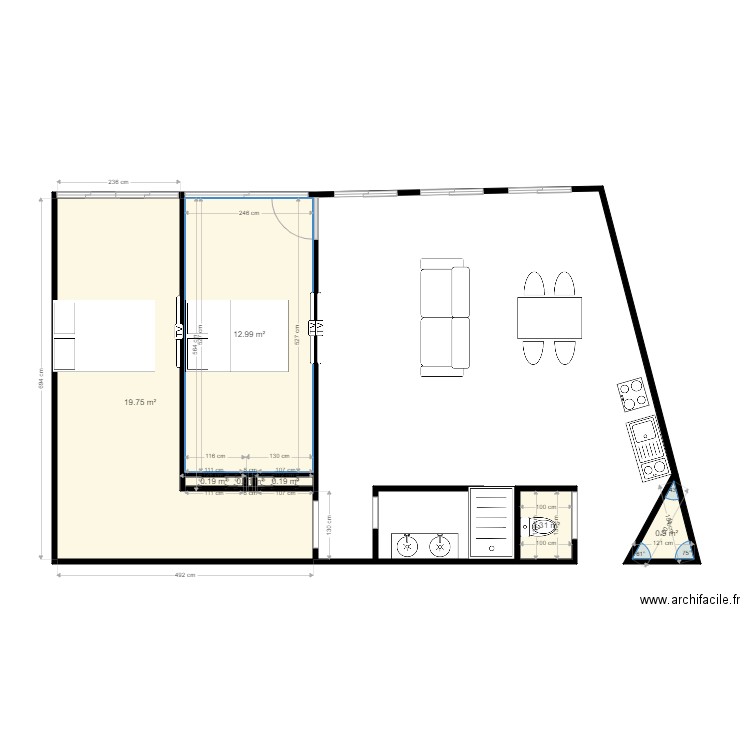 HARLEY . Plan de 7 pièces et 35 m2