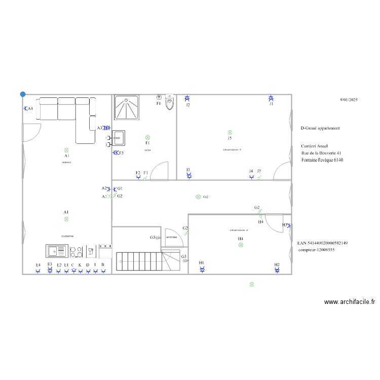 anael 22. Plan de 6 pièces et 94 m2